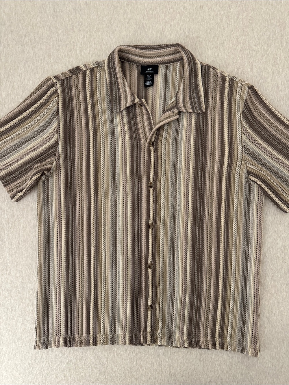 H&M Striped Knit Button-Up Shirt